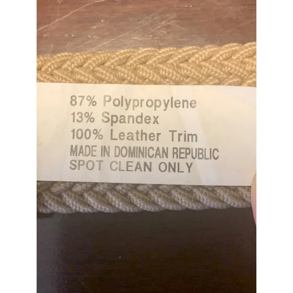 Tommy Bahama Woven Braided  Belt Khaki Tan Leather Trim L XL